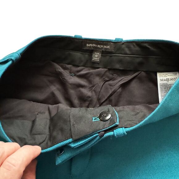 Banana Republic 100% Wool Dress pants Women's Sz 0 Petite Teal Wide leg trouser - Picture 4 of 15
